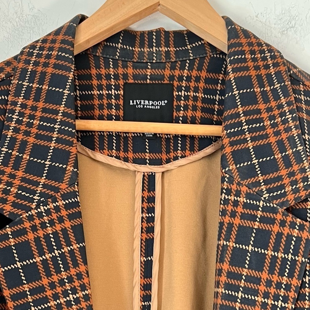 Liverpool Los Angeles Open Longline Boyfriend Jersey Knit Blazer Fall Plaid - Picture 3 of 16